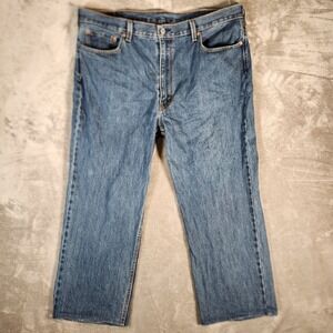 Levi's 550 Jeans Men's 41X26 (Tag 42X30) Blue Straight‎ Relaxed Fit Denim HEMMED